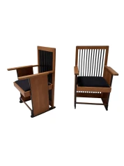 Two Art Deco Modernist High Back Armchairs by Architect Caspers, 1920s